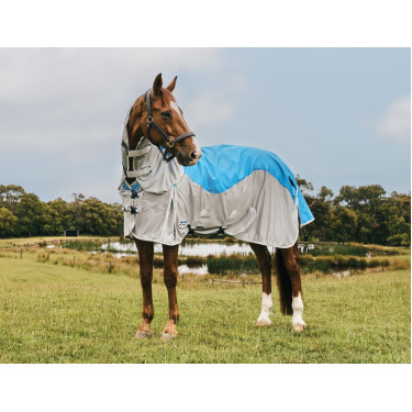 Manta antimoscas e impermeable Weatherbeeta ComFiTec Dual Shield con cuello desmontable Azúl / gris Manta antimoscas e impermeable Weatherbeeta ComFiTec Dual Shield con cuello desmontable Azúl / gris