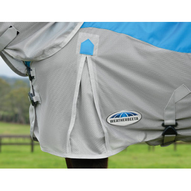 Manta antimoscas e impermeable Weatherbeeta ComFiTec Dual Shield con cuello desmontable Azúl / gris Manta antimoscas e impermeable Weatherbeeta ComFiTec Dual Shield con cuello desmontable Azúl / gris