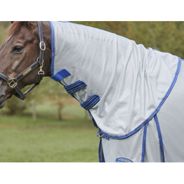 Manta antimoscas Weatherbeeta ComFiTec Airflow II con cuello desmontable Gris / azul / gris Manta antimoscas Weatherbeeta ComFiTec Airflow II con cuello desmontable Gris / azul / gris