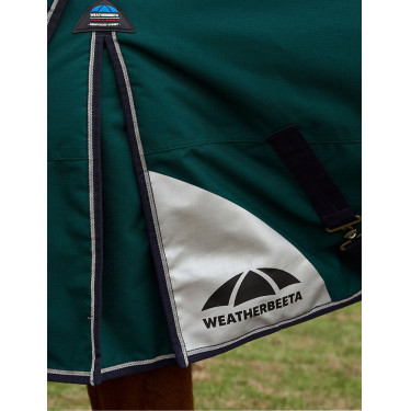 Manta Weatherbeeta ComFiTec Plus Dynamic Turnout 100 g cuello alto Verde bosque / marino Manta Weatherbeeta ComFiTec Plus Dynamic Turnout 100 g cuello alto Verde bosque / marino