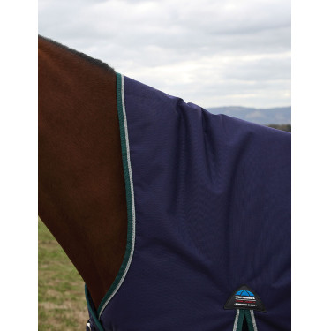 Manta Weatherbeeta ComFiTec Plus Dynamic Turnout 100 g cuello alto Marino / verde bosque Azul