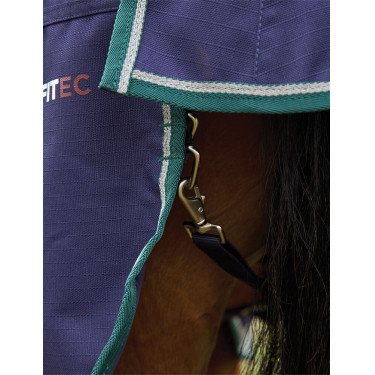 Manta Weatherbeeta ComFiTec Plus Dynamic Turnout 100 g cuello alto Marino / verde bosque Azul