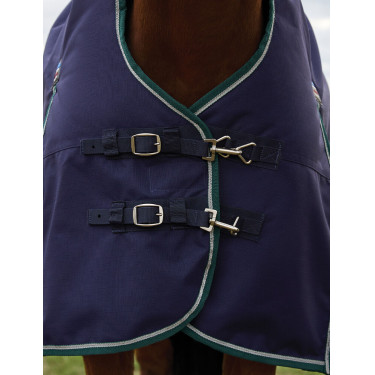 Manta Weatherbeeta ComFiTec Plus Dynamic Turnout 100 g cuello alto Marino / verde bosque Azul