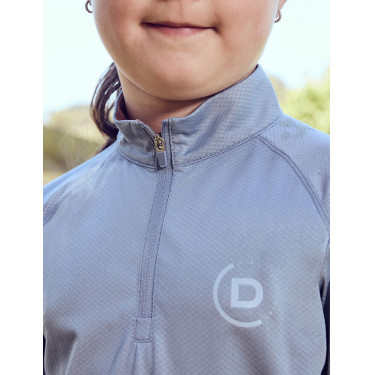 Camiseta de equitación infantil Dublin transpirable de manga larga Niebla azul Camiseta de equitación infantil Dublin transpirable de manga larga Niebla azul