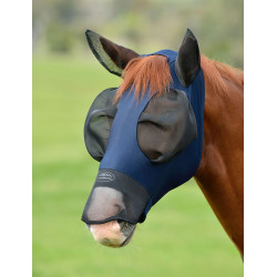 Máscara antimoscas WeatherBeeta ComFiTec Luxe Bug Eye Saver con protección de orejas y nariz marine, contrastes noirs Azul