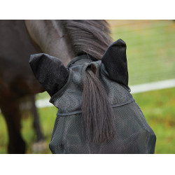 Máscara anti-moscas Weatherbeeta Deluxe con protección para orejas y nariz Negro