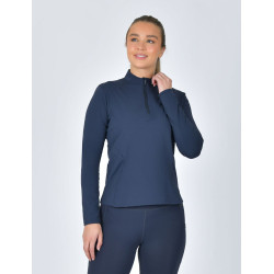 Polo de equitación Dublin de manga larga ajustado y cepillado para mujer Marino Azul marino