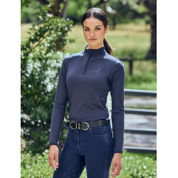 Polo de equitación Dublin de manga larga ajustado y cepillado para mujer Marino Azul marino