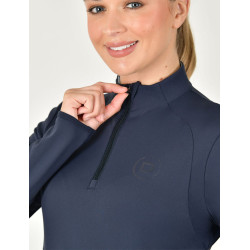 Polo de equitación Dublin de manga larga ajustado y cepillado para mujer Marino Azul marino