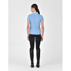 Polo de manga corta Dublin de algodón piqué para mujer Niebla azul