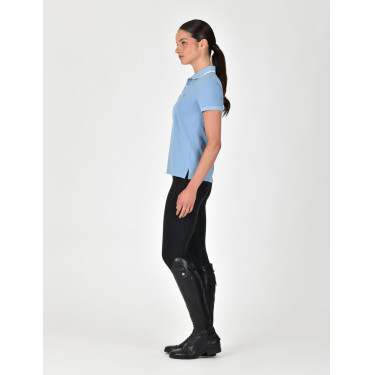 Polo de manga corta Dublin de algodón piqué para mujer Niebla azul Polo de manga corta Dublin de algodón piqué para mujer Niebla azul