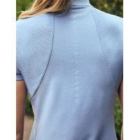 Polo de manga corta Dublin transpirable con cremallera 1/4 para mujer Niebla azul