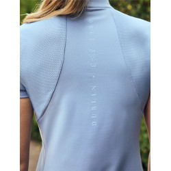 Polo de manga corta Dublin transpirable con cremallera 1/4 para mujer Niebla azul