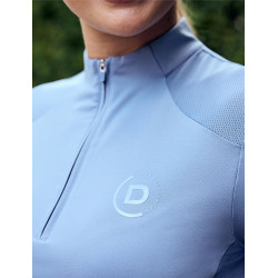 Polo de manga corta Dublin transpirable con cremallera 1/4 para mujer Niebla azul