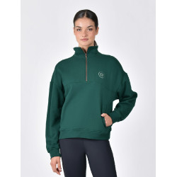 Jersey polar Dublin de mujer con cremallera 1/4 Verde esmeralda oscuro