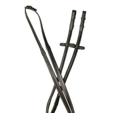 Riendas Collegiate ComFiTec Opulux Fancy abombadas de goma Negro
