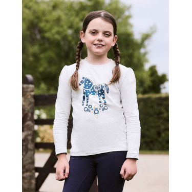 Camiseta de manga larga abullonada Dublin Poppy para niña Marlé blanco / poni nórdico Camiseta de manga larga abullonada Dublin Poppy para niña Marlé blanco / poni nórdico