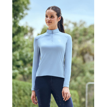 Top de equitación de manga larga Dublin transpirable para mujer Niebla azul Top de equitación de manga larga Dublin transpirable para mujer Niebla azul