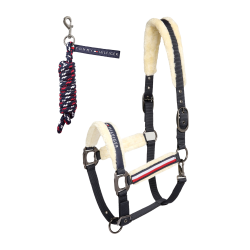 Cabezada y ramal Tommy Hilfiger Equestrian Yale con borreguillo Cielo del desierto Azul