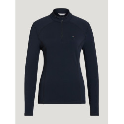 Polo de invierno de manga larga Tommy Hilfiger Equestrian 1/4 zip Beth mujer Cielo del desierto Azul Polo de invierno de manga larga Tommy Hilfiger Equestrian 1/4 zip Beth mujer Cielo del desierto Azul
