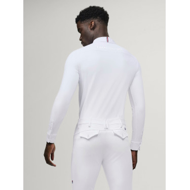 Polo de concurso de manga larga Tommy Hilfiger Equestrian Eaton para hombre Blanco óptico Polo de concurso de manga larga Tommy Hilfiger Equestrian Eaton para hombre Blanco óptico