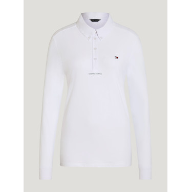 Polo de concurso de manga larga Tommy Hilfiger Equestrian Eaton para hombre Blanco óptico Polo de concurso de manga larga Tommy Hilfiger Equestrian Eaton para hombre Blanco óptico