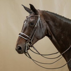 Brida Working de Dy'on Muserola Ancha Brillante Forro Blanco Castaño Marrón