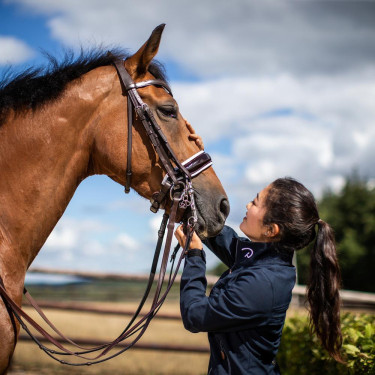 Brida Working de Dy'on Muserola Ancha Brillante Forro Blanco Castaño Marrón