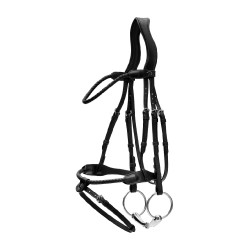 Brida con muserola combinada Dy'on trenzada redonda Negro