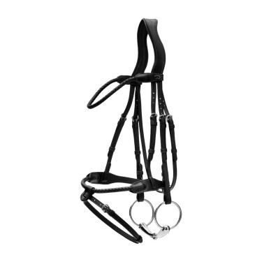 Brida con muserola combinada Dy'on trenzada redonda Negro