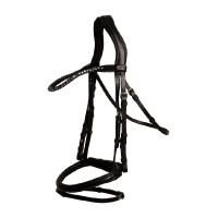 Brida con muserola combinada media de cuero suave Dy'on Negro