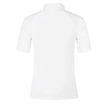 Camiseta de concurso Kentucky Classic para mujer con cremallera con purpurina de manga corta Blanco Camiseta de concurso Kentucky Classic para mujer con cremallera con purpurina de manga corta Blanco