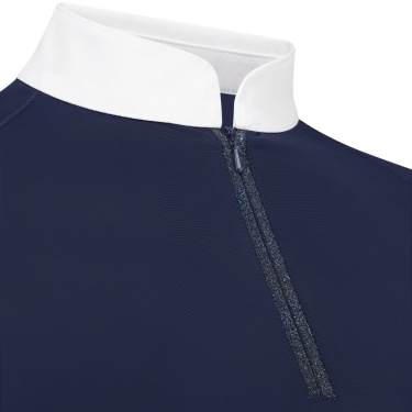 Camiseta de concurso Kentucky Classic para mujer con cremallera con purpurina de manga corta Marino Azul marino