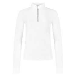 Camisa de concurso Kentucky Classic para mujer con cremallera brillante de manga larga Blanco Camisa de concurso Kentucky Classic para mujer con cremallera brillante de manga larga Blanco