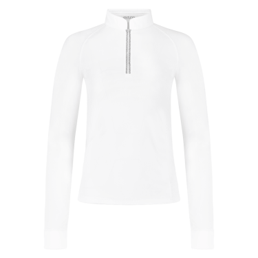 Camisa de concurso Kentucky Classic para mujer con cremallera brillante de manga larga Blanco Camisa de concurso Kentucky Classic para mujer con cremallera brillante de manga larga Blanco