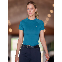 Capa base Equestrian Stockholm Dynamic mujer de manga corta Azul verde azulado