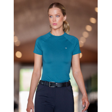 Capa base Equestrian Stockholm Dynamic mujer de manga corta Azul verde azulado