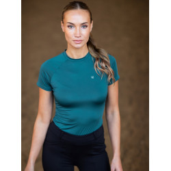 Capa base Equestrian Stockholm Dynamic mujer de manga corta Azul verde azulado