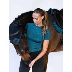 Capa base Equestrian Stockholm Dynamic mujer de manga corta Azul verde azulado
