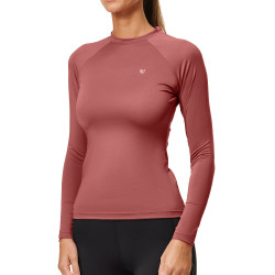 Camiseta térmica Equestrian Stockholm Dynamic para mujer de manga larga Rosa ámbar Blanco