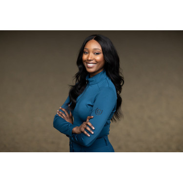 Capa base Equestrian Stockholm Vision de manga larga para mujer Pradera azul