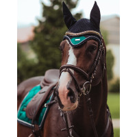 Bonete antimoscas Equestrian Stockholm Todo negro brillante Bonete antimoscas Equestrian Stockholm Todo negro brillante