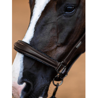 Cabezada de cuero Equestrian Stockholm anatómica brillante Full marrón Cabezada de cuero Equestrian Stockholm anatómica brillante Full marrón