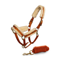 Cabezada y ramal Equestrian Stockholm con borreguillo Burdeos