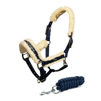 Cabezada y ramal Equestrian Stockholm con borreguillo Burdeos