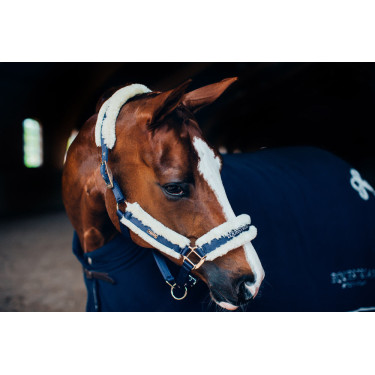 Cabezada y ramal Equestrian Stockholm con borreguillo Marino Azul marino
