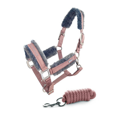 Cabezada y ramal Equestrian Stockholm con borreguillo Rosa