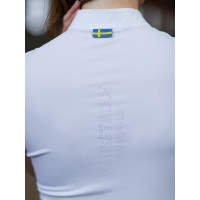 Polo de concurso Equestrian Stockholm Divine Motion mujer manga corta Sweden Blanco