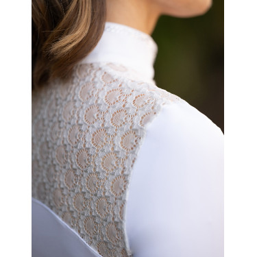 Polo de concurso Equestrian Stockholm Crystal Champion mujer de manga larga Blanco perfección Polo de concurso Equestrian Stockholm Crystal Champion mujer de manga larga Blanco perfección