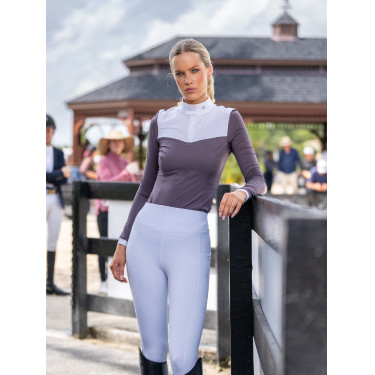 Polo de concurso Equestrian Stockholm Fine Line para mujer Violeta oscuro